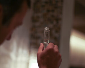 A technician reviews a water test.