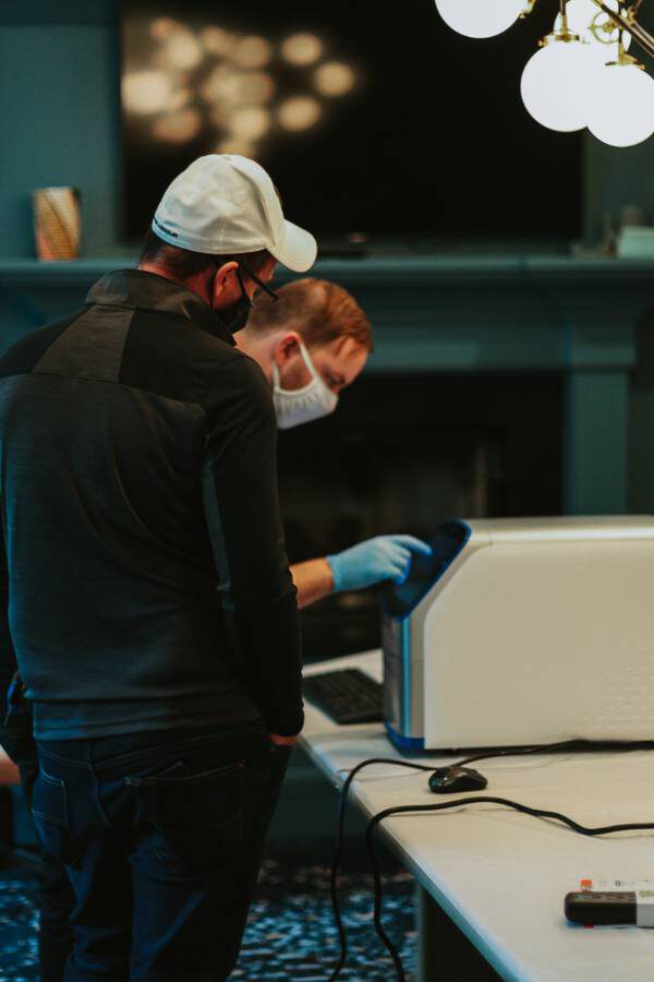 analyzing-water-samples-for-legionella-at-a-senior-living-facility The IWC team analyzes water samples for Legionella at a senior living facility.